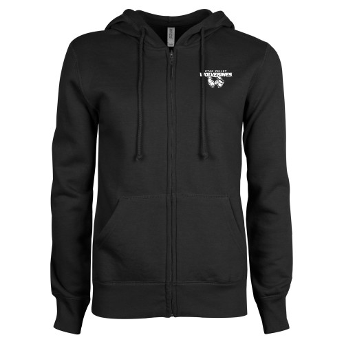  ENZA Womens Black Fleece Full Zip Hoodie - Secondary Logo