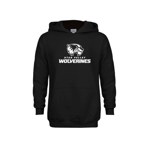  Youth Black Fleece Hoodie - Utah Valley Wolverines Logo