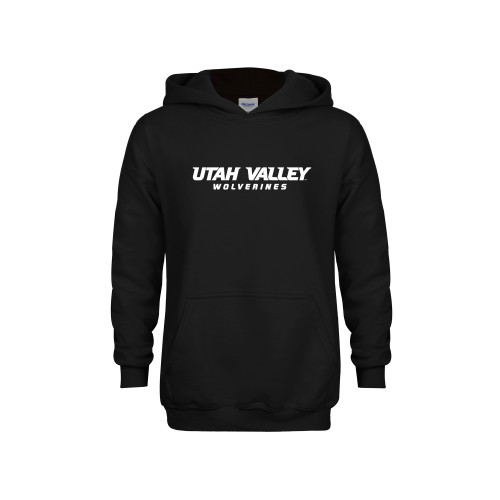  Youth Black Fleece Hoodie - Utah Valley Word Mark