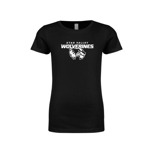  Next Level Girls Black Fashion Fit T Shirt - Secondary Logo