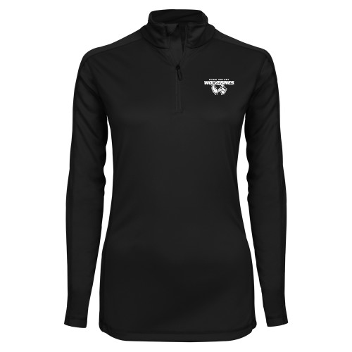  Syntrel Womens Black Interlock 1/4 Zip - Secondary Logo