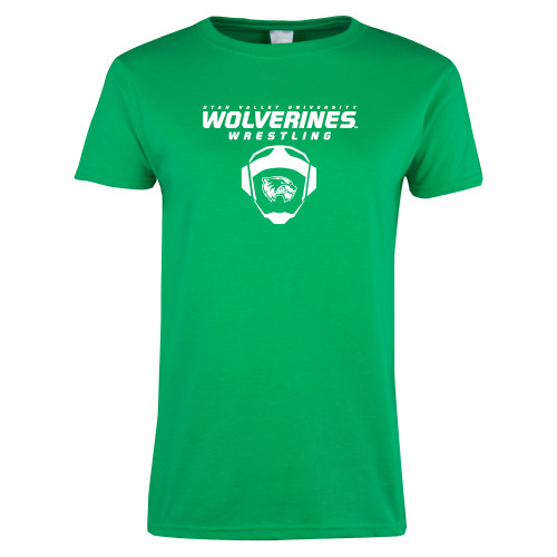  Womens Kelly Green Short Sleeve Tee - Wolverine Wrestling