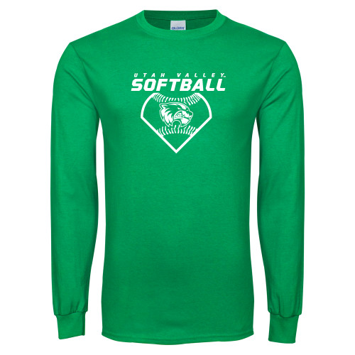  Kelly Green Long Sleeve T Shirt - Wolverine Softball