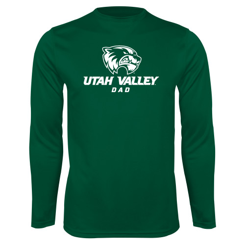  Dark Green Performance Long Sleeve Shirt - Dad