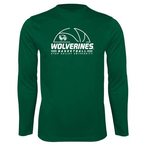  Dark Green Performance Long Sleeve Shirt - UVU Basketball