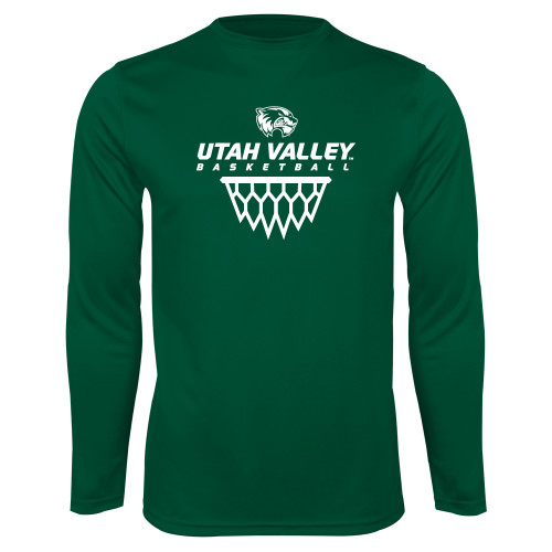  Dark Green Performance Long Sleeve Shirt - Wolverines Basketball