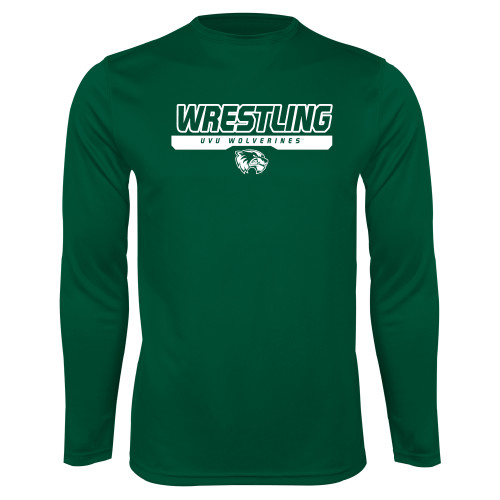  Dark Green Performance Long Sleeve Shirt - UVU Wrestling