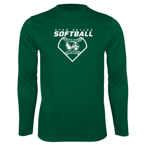  Dark Green Performance Long Sleeve Shirt - Wolverine Softball