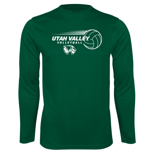  Dark Green Performance Long Sleeve Shirt - Wolverine Volleyball