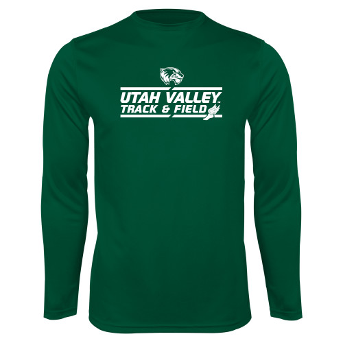  Dark Green Performance Long Sleeve Shirt - Wolverines Track & Field