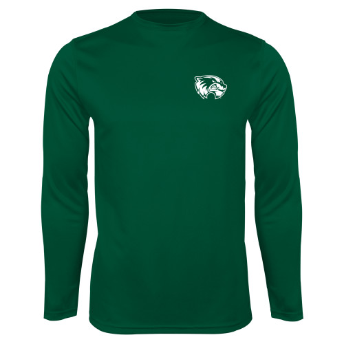  Dark Green Performance Long Sleeve Shirt - Primary Logo