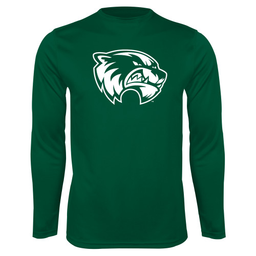  Dark Green Performance Long Sleeve Shirt - Primary Logo