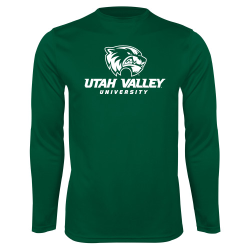  Dark Green Performance Long Sleeve Shirt - Utah Valley University