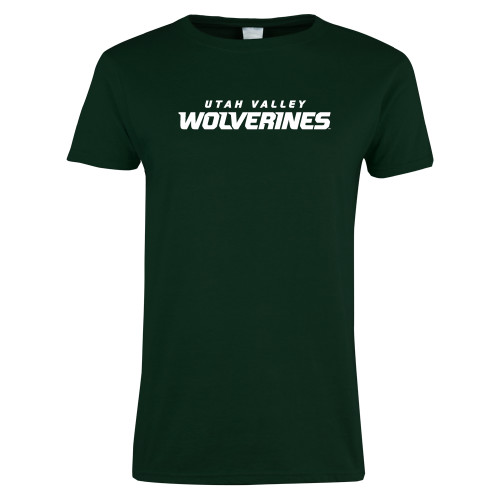  Womens Dark Green Short Sleeve Tee - Utah Valley Wolverines