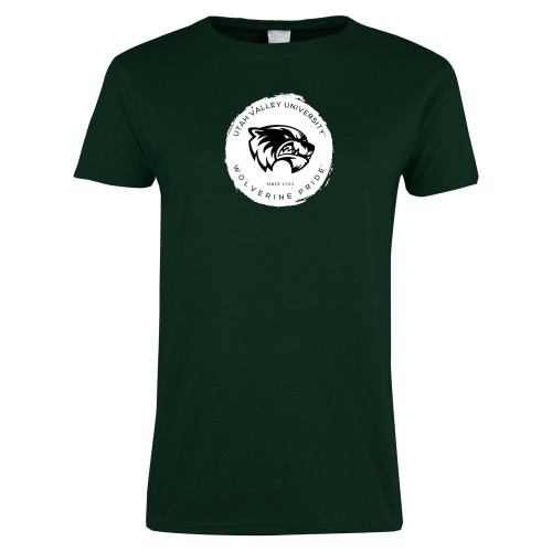  Womens Dark Green Short Sleeve Tee - Wolverine Pride