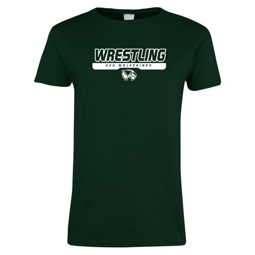  Womens Dark Green Short Sleeve Tee - UVU Wrestling