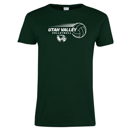  Womens Dark Green Short Sleeve Tee - Wolverine Volleyball