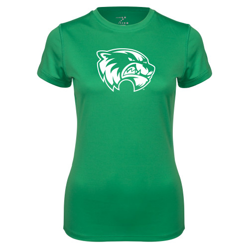  Womens Kelly Green Performance Short Sleeve Tee - Primary Logo