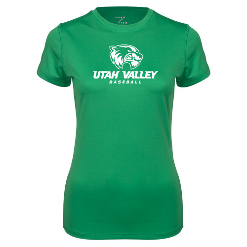  Womens Kelly Green Performance Short Sleeve Tee - Baseball