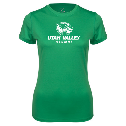  Womens Kelly Green Performance Short Sleeve Tee - Alumni