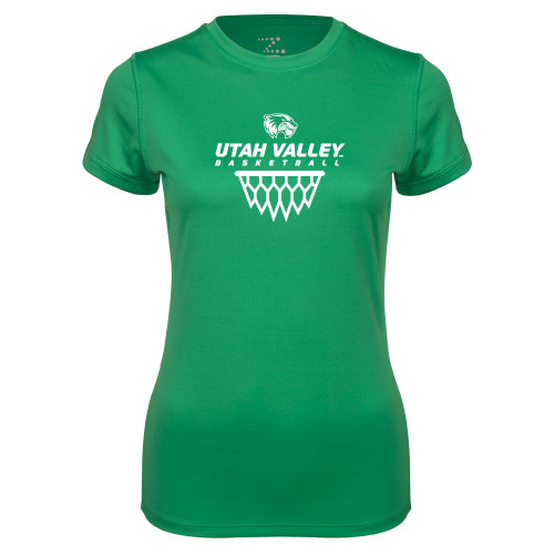  Womens Kelly Green Performance Short Sleeve Tee - Wolverines Basketball
