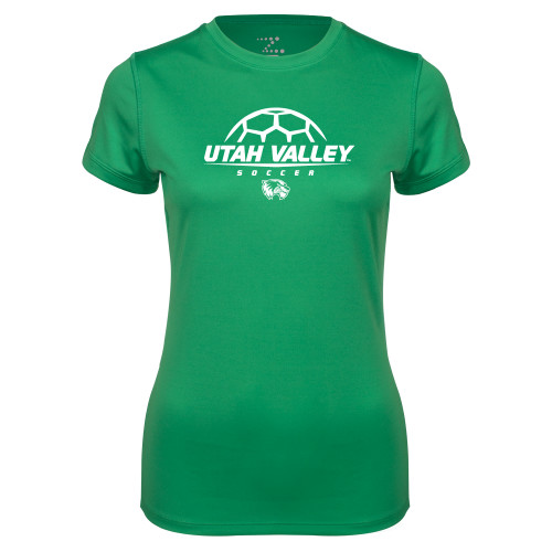  Womens Kelly Green Performance Short Sleeve Tee - Wolverines Soccer