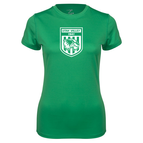  Womens Kelly Green Performance Short Sleeve Tee - UVU Soccer