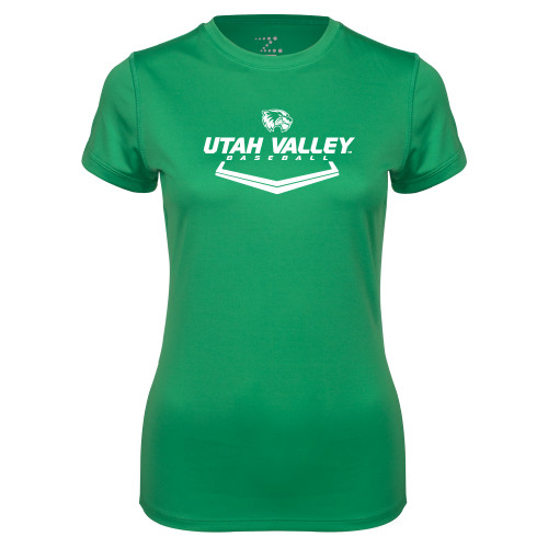  Womens Kelly Green Performance Short Sleeve Tee - Wolverines Baseball