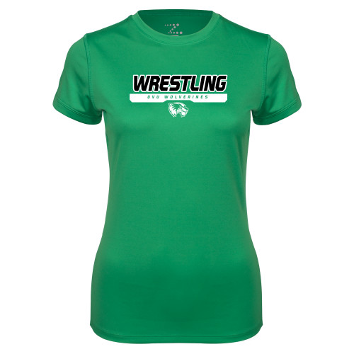  Womens Kelly Green Performance Short Sleeve Tee - UVU Wrestling