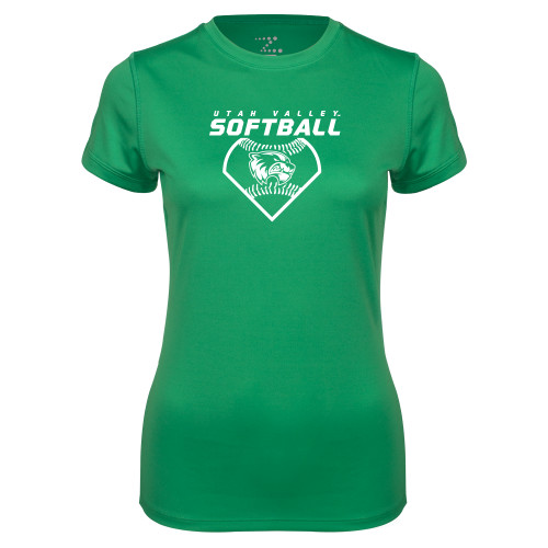  Womens Kelly Green Performance Short Sleeve Tee - Wolverine Softball