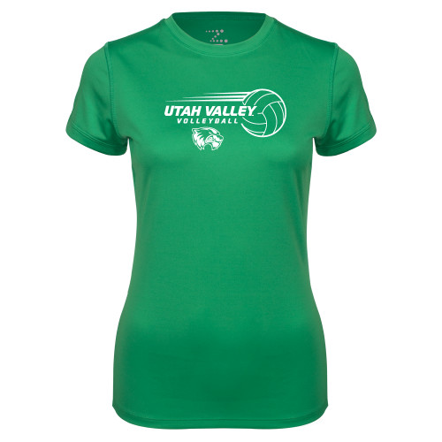  Womens Kelly Green Performance Short Sleeve Tee - Wolverine Volleyball