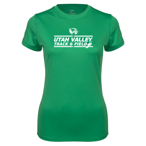  Womens Kelly Green Performance Short Sleeve Tee - Wolverines Track & Field