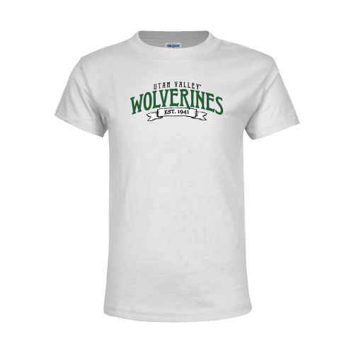  Youth White T Shirt - Utah Valley Wolverines Est 1941