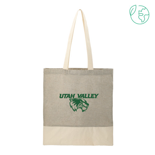  Split Recycled Grey Cotton Twill Convention Tote - Utah Valley Logo
