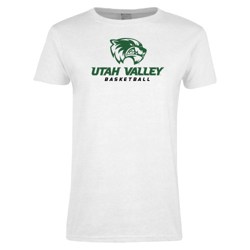  Womens White Short Sleeve Tee - Basketball