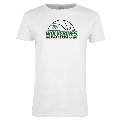  Womens White Short Sleeve Tee - UVU Basketball