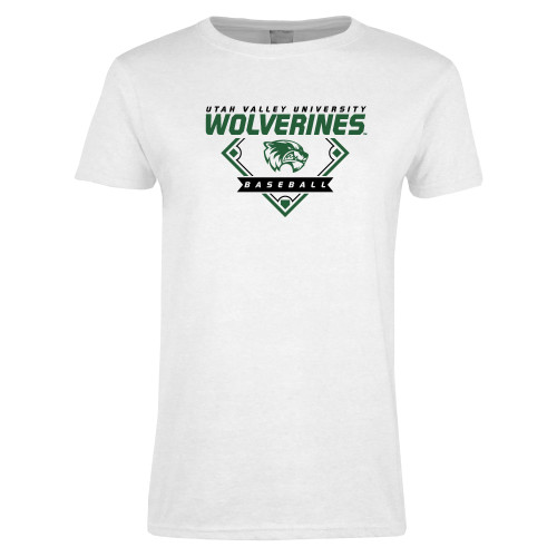  Womens White Short Sleeve Tee - UVU Baseball