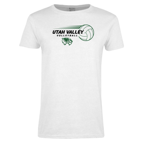  Womens White Short Sleeve Tee - Wolverine Volleyball