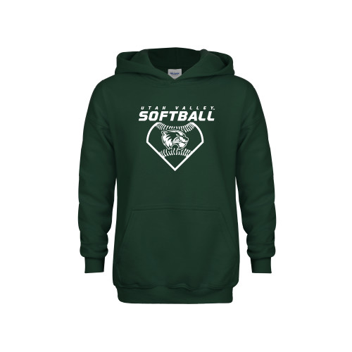  Youth Dark Green Fleece Hoodie - Wolverine Softball
