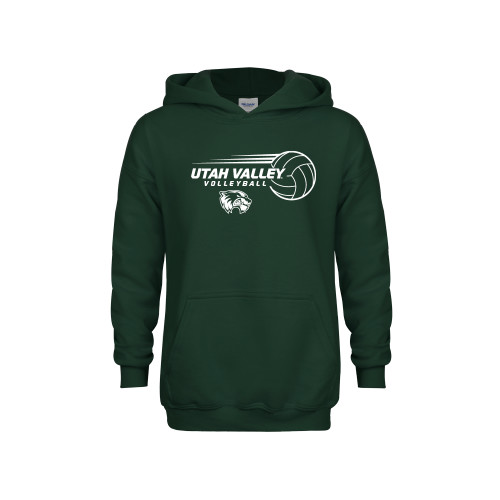  Youth Dark Green Fleece Hoodie - Wolverine Volleyball