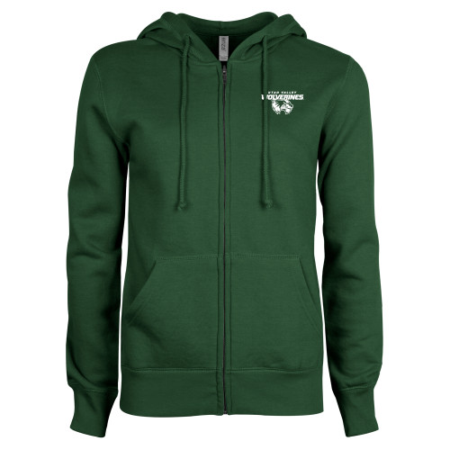  ENZA Womens Dark Green Fleece Full Zip Hoodie - Secondary Logo