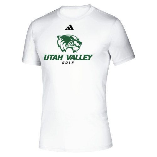  Adidas White Pregame Performance Tee - Adidas - Utah Valley Golf