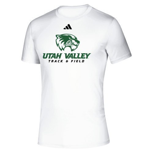  Adidas White Pregame Performance Tee - Adidas - Utah Valley Track and Field