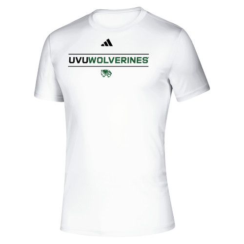  Adidas White Pregame Performance Tee - Adidas - UVU Wolverines