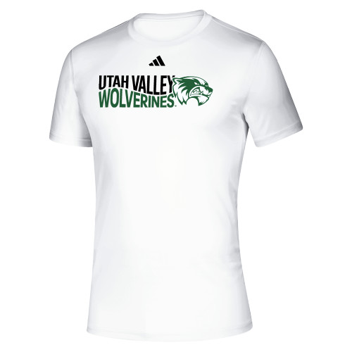  Adidas White Pregame Performance Tee - Adidas Wave Utah Valley Wolverines