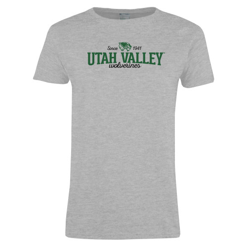  Womens Grey Short Sleeve Tee - Utah Valley Since 1941