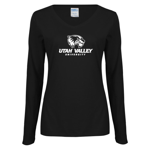  Womens Black Long Sleeve V Neck Tee  - Utah Valley University