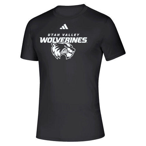 Adidas Black Pregame Performance Tee - Adidas - Utah Valley Wolverines Athletic Mark