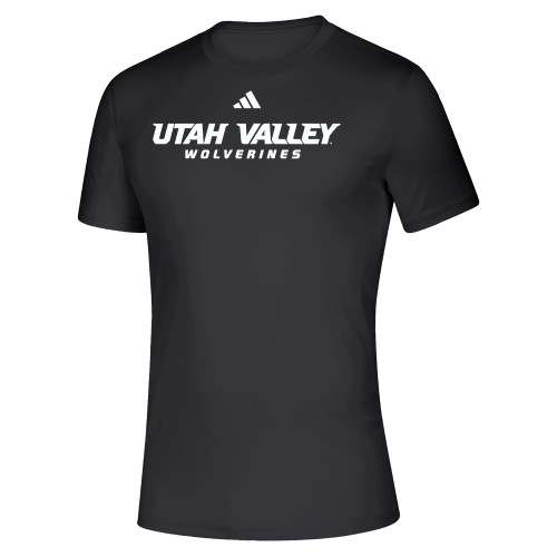  Adidas Black Pregame Performance Tee - Adidas - Utah Valley Wolverines Word Mark