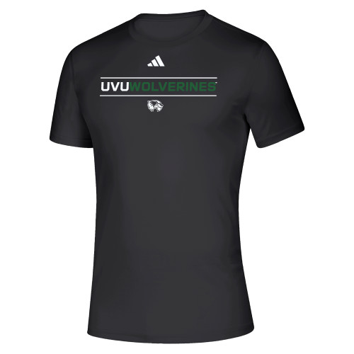  Adidas Black Pregame Performance Tee - Adidas - UVU Wolverines